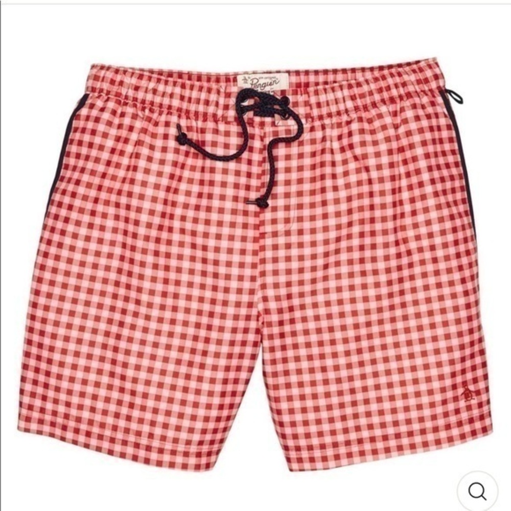 Penguin gingham swim shorts